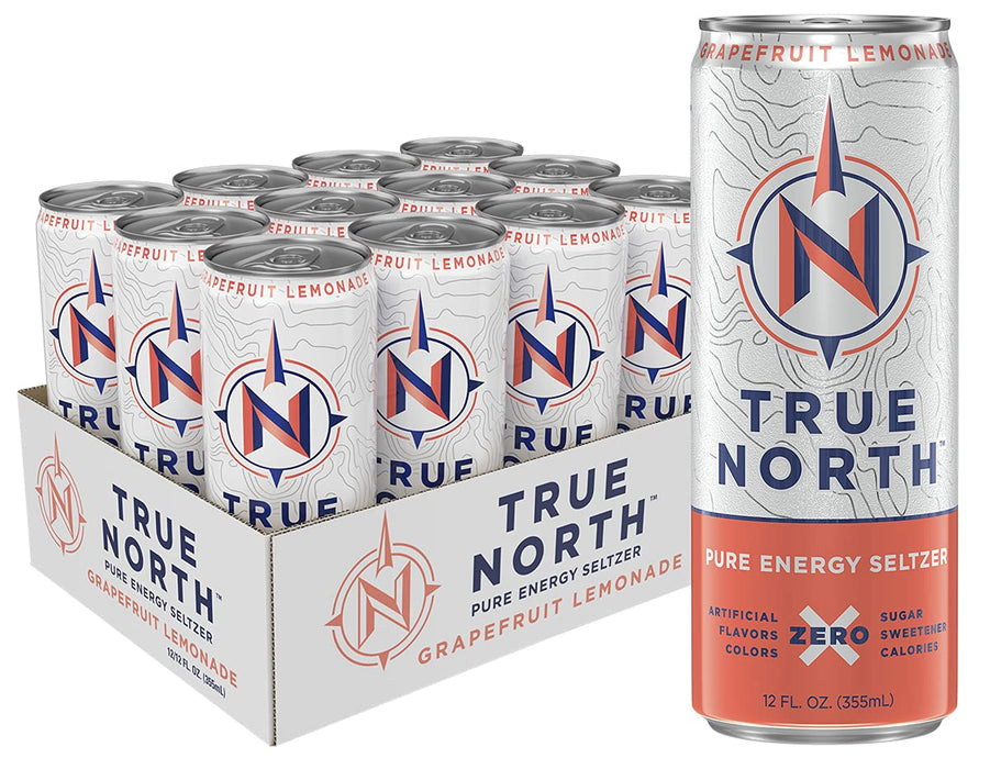 True North Pure Energy Seltzer, Grapefruit Lemonade, 12 Fl Oz (Pack of 12)