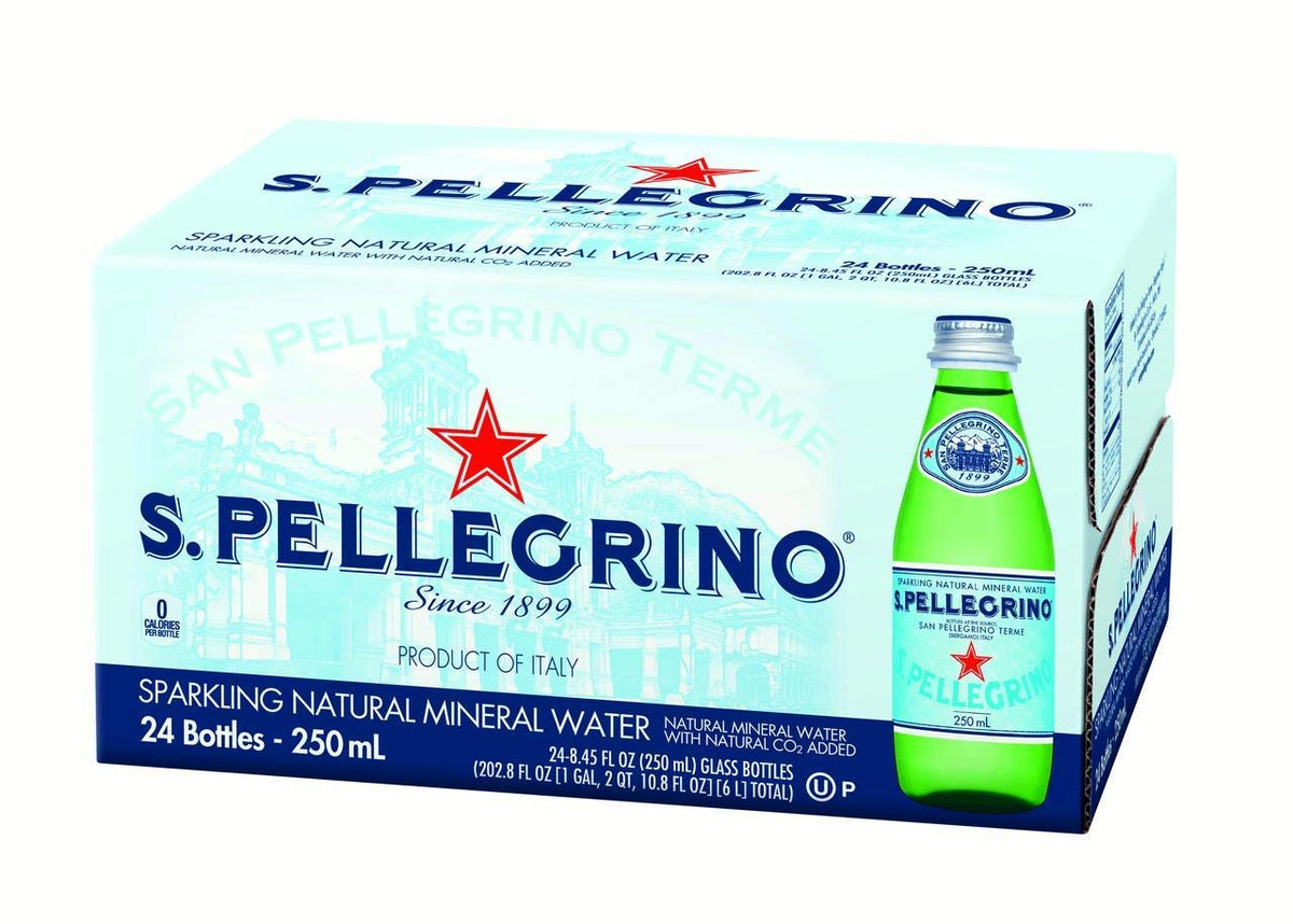 San Pellegrino Sparkling Natural Mineral Water 8.45oz Glass Bottle (Pack of 10)